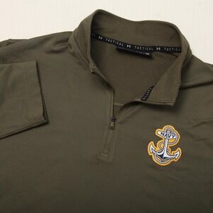 Under Armour Tactical Shirt Mens XL Green Quarter Zip Long Sleeve Navy Anchor